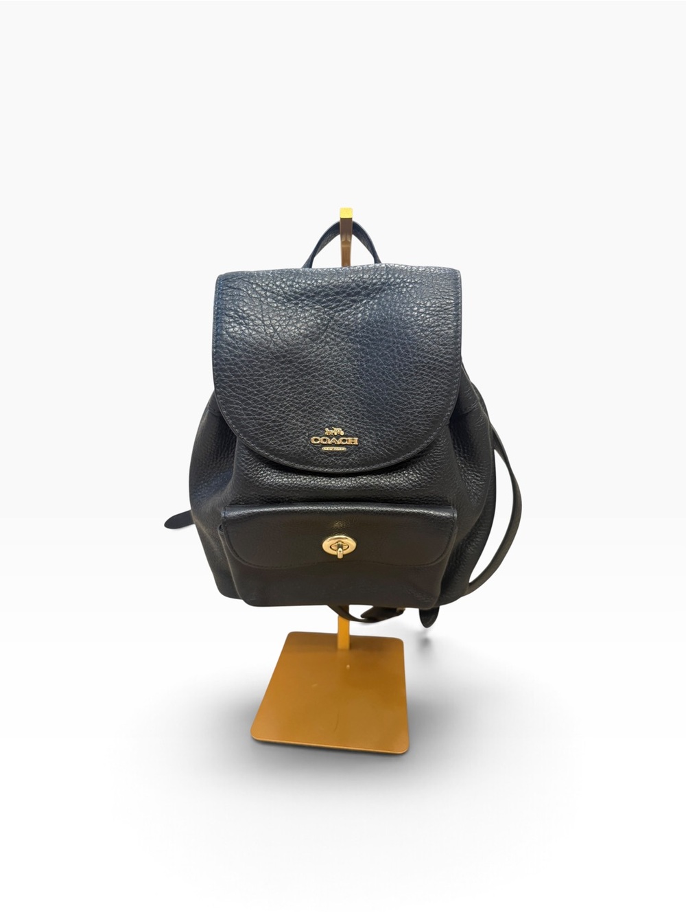 Coach Mini Billie Black Pebbled Leather Backpack F37621 Gold Hardware